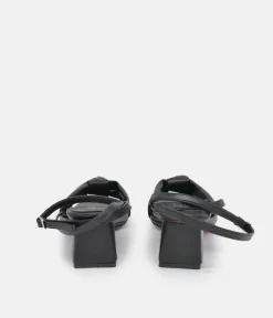 Belle & Lucy Dressy Black Block Heels Sandals