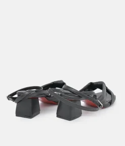 Belle & Lucy Dressy Black Block Heels Sandals