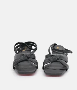 Belle & Lucy Dressy Black Block Heels Sandals