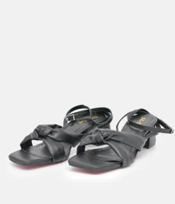 Belle & Lucy Dressy Black Block Heels Sandals