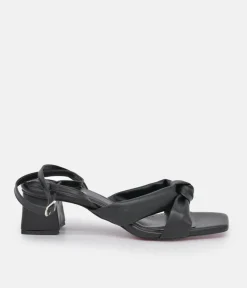 Belle & Lucy Dressy Black Block Heels Sandals