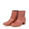 Belle & Lucy Dressy Brown Block Heel Ankle Boot