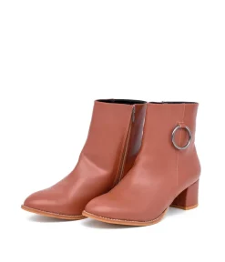 Belle & Lucy Dressy Brown Block Heel Ankle Boot