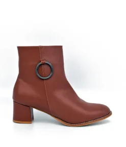 Belle & Lucy Dressy Brown Block Heel Ankle Boot