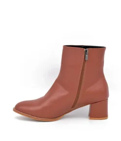 Belle & Lucy Dressy Brown Block Heel Ankle Boot