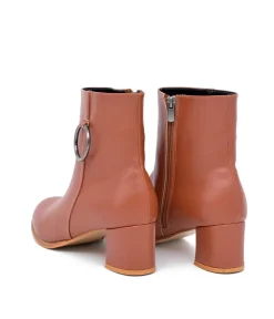 Belle & Lucy Dressy Brown Block Heel Ankle Boot