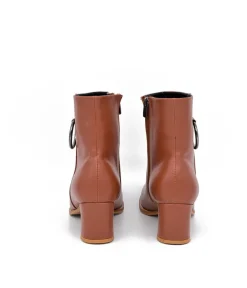 Belle & Lucy Dressy Brown Block Heel Ankle Boot