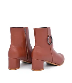 Belle & Lucy Dressy Brown Block Heel Ankle Boot