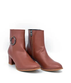 Belle & Lucy Dressy Brown Block Heel Ankle Boot