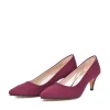 Belle & Lucy Stylish Burgundy Suede Midi Heels