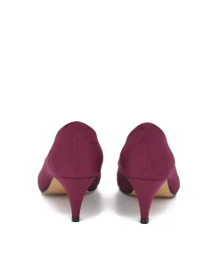 Belle & Lucy Stylish Burgundy Suede Midi Heels