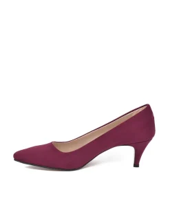 Belle & Lucy Stylish Burgundy Suede Midi Heels