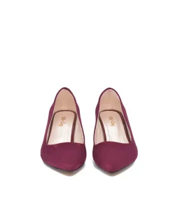 Belle & Lucy Stylish Burgundy Suede Midi Heels