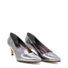 Belle & Lucy Stylish Metallic Silver Midi Heels