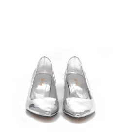 Belle & Lucy Stylish Metallic Silver Midi Heels