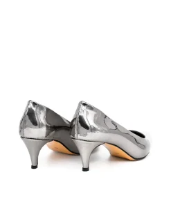 Belle & Lucy Stylish Metallic Silver Midi Heels