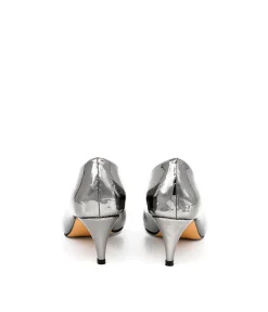 Belle & Lucy Stylish Metallic Silver Midi Heels