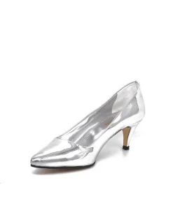 Belle & Lucy Stylish Metallic Silver Midi Heels