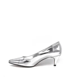 Belle & Lucy Stylish Metallic Silver Midi Heels