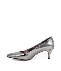 Belle & Lucy Stylish Metallic Silver Midi Heels