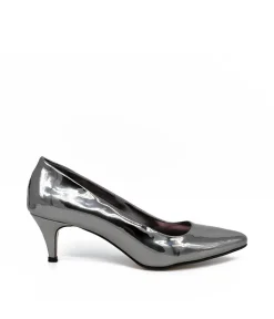 Belle & Lucy Stylish Metallic Silver Midi Heels