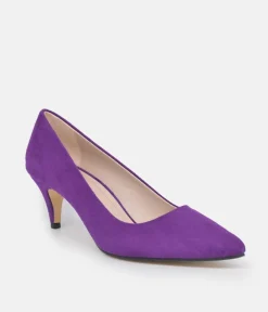 Belle & Lucy Stylish Purple Suede Midi Heels