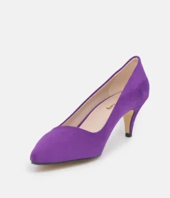 Belle & Lucy Stylish Purple Suede Midi Heels
