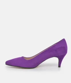 Belle & Lucy Stylish Purple Suede Midi Heels