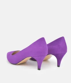 Belle & Lucy Stylish Purple Suede Midi Heels