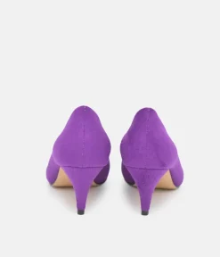 Belle & Lucy Stylish Purple Suede Midi Heels