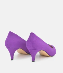 Belle & Lucy Stylish Purple Suede Midi Heels