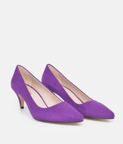 Belle & Lucy Stylish Purple Suede Midi Heels