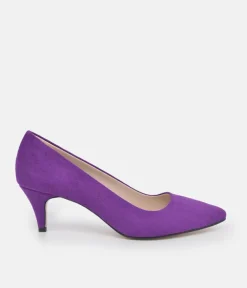 Belle & Lucy Stylish Purple Suede Midi Heels