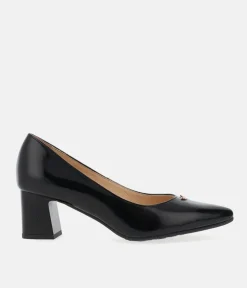 Bioeco Classic Black Patent Block Heel Shoes