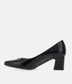 Bioeco Classic Black Patent Block Heel Shoes