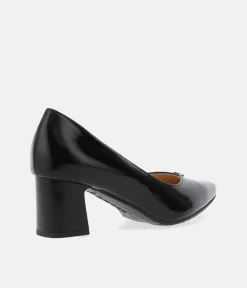 Bioeco Classic Black Patent Block Heel Shoes