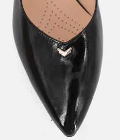 Bioeco Classic Black Patent Block Heel Shoes