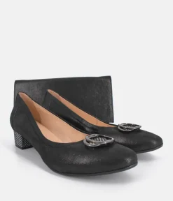 Bioeco Dressy Black Block Heel Shoes