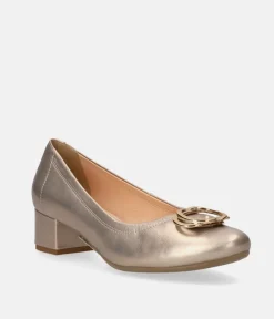 Bioeco Dressy Champagne Gold Block Heel Shoes