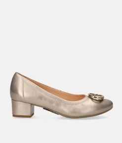 Bioeco Dressy Champagne Gold Block Heel Shoes