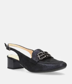 Bioeco Elegant Navy Shimmer Slingback Loafers