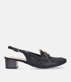 Bioeco Elegant Navy Shimmer Slingback Loafers