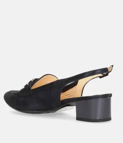 Bioeco Elegant Navy Shimmer Slingback Loafers