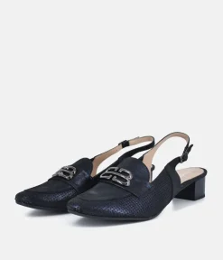 Bioeco Elegant Navy Shimmer Slingback Loafers