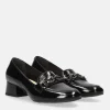 Bioeco Fashionable Black Patent Block Heel Loafers