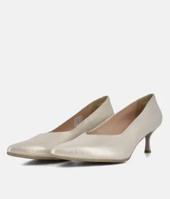 Bioeco Gold Shimmer Leather Stiletto Heels