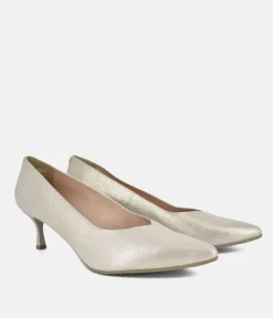 Bioeco Gold Shimmer Leather Stiletto Heels