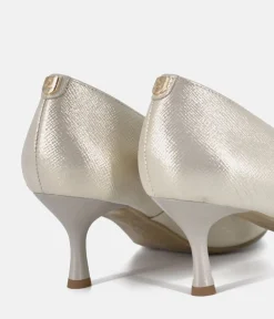 Bioeco Gold Shimmer Leather Stiletto Heels