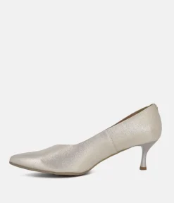 Bioeco Gold Shimmer Leather Stiletto Heels