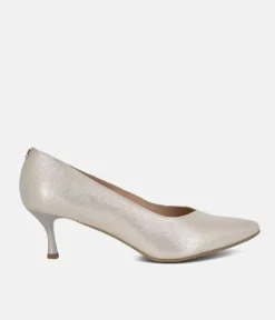 Bioeco Gold Shimmer Leather Stiletto Heels